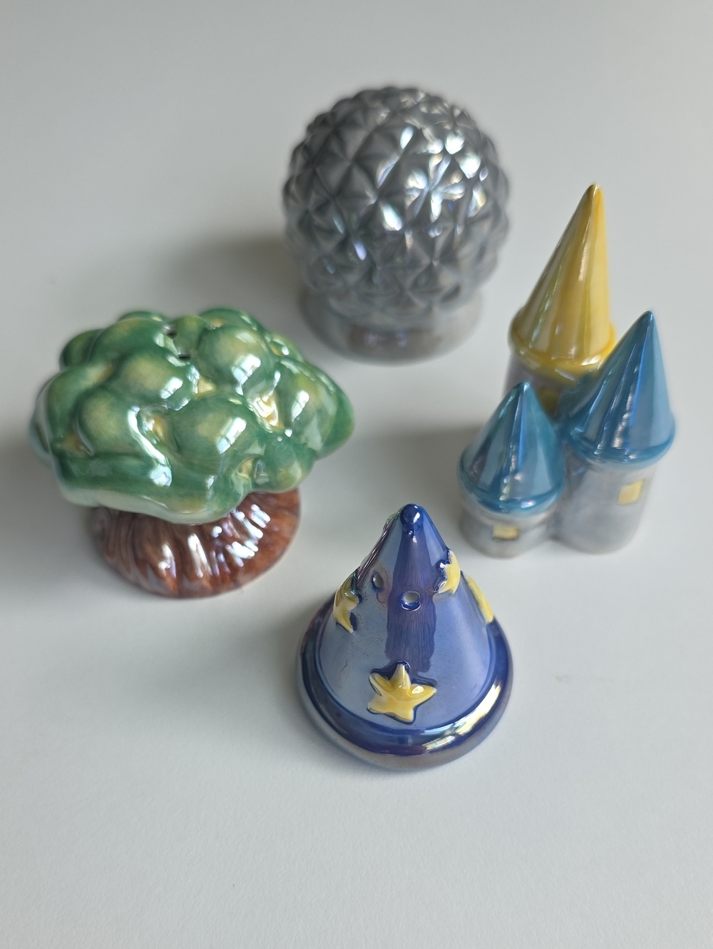 Vintage Disney 4 Parks Icon Ceramic Salt & Pepper Shakers Set Rare